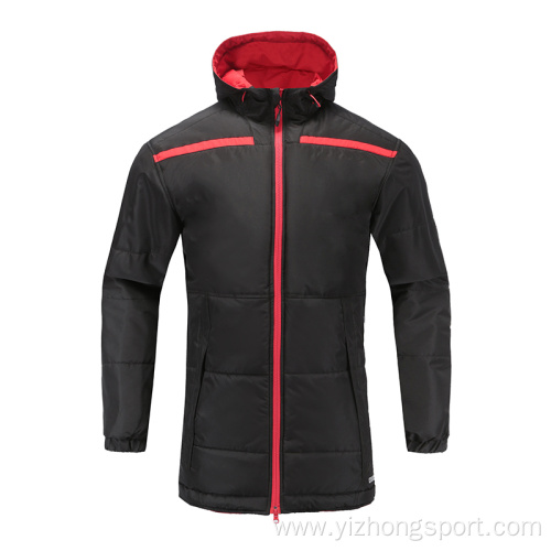 Mens Soccer Wear Zip Up Hoodies Black Red